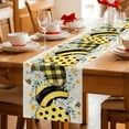 thumbnail image 5 of Bee Love Table Runner - 90 Inch Long Daisy Eucalyptus Leaves Linen Rustic Beige Cotton and Linen Blended Dress Scarves Farmhouse Table Runner for Kitchen Dining, Coffee Table, 13" x 90", 5 of 8