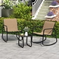 thumbnail image 2 of Gymax Set of 3 Patio Rocking Set 2 Rocking Bistro Chairs & Glass-Top Table for Porch, 2 of 10