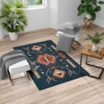 thumbnail image 1 of Southwestern Turkish Area Rug, Ethnic Illustration of a Zigzags Design Triangular Iconic Art Motifs, Soft Carpet for Living Room Decor with Distressed Look, 6.6' X 9.6', Dark Petrol, by Ambesonne, 1 of 4