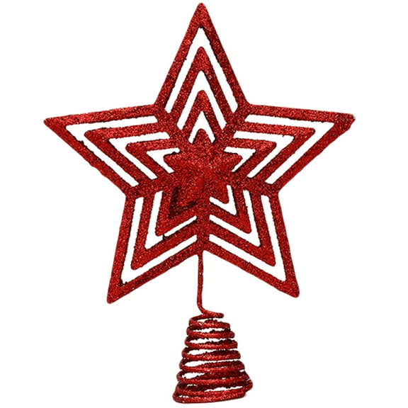 IBASETOY Christmas Star Topper Red Iron Hollow Star Decor for Christmas Tree Party Decor Supply 8.3inx8.3inx3.9in