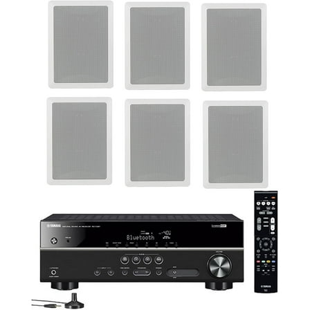 Yamaha 5.1-Channel Wireless Bluetooth 4K A/V Home Theater Receiver   Yamaha High-Performance Natural Sound 3-way in-wall front/center speaker system (Set of 6)