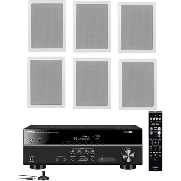 Yamaha 5.1-Channel Wireless Bluetooth 4K A/V Home Theater Receiver   Yamaha High-Performance Natural Sound 3-way in-wall front/center speaker system (Set of 6)