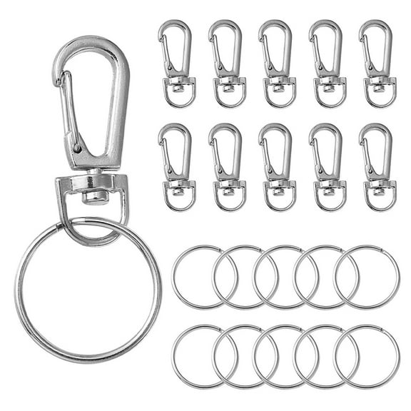 1Bag 10Pcs Alloy Swivel Lobster Claw Clasps Swivel Snap Hook with 10Pcs Iron Split Key Rings Platinum 36x13.5x7mm Hole: 6x9mm