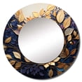 thumbnail image 2 of Designart "Winter'S Charm In Gold Leaves" Leaves Rund Mirror For Wall Decor - Large Gold Round Print Mirror - Round Traditional Mirror - Wall Mounted Round Large Mirror - 29" x 29", 2 of 6