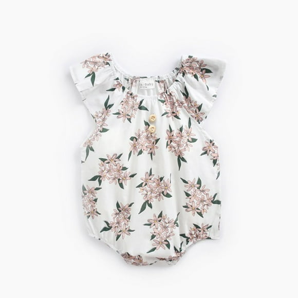 BRS7046 Vêtements Grenouillères Florales Roses Sans Manches Été Confortables