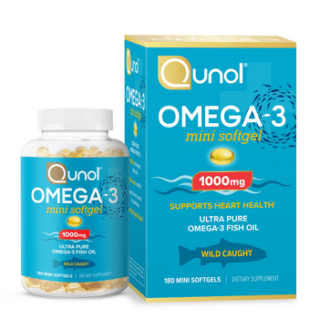 Qunol Mini Omega-3 Fish Oil Supplement (180 count) Heart  Support with 1000mg Wild Caught Omega-3 ty s (Including EPA & DHA)