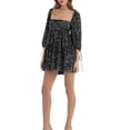 thumbnail image 1 of ZAXARRA Femme Été Sequin Sparkle Robe Demi-Manche Col Carré Dos Découpé une Ligne Robe Courte Robe de Soirée, 1 of 4