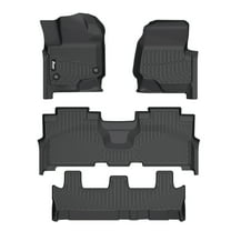 Ikon Motorsports 3D TPE All Weather Floor Mats Fits 2021-2024 Ford Expedition Max W/2nd Bench Seat, Anti-Slip Front Rear Liners Carpets Black 4PCS