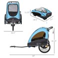 thumbnail image 3 of Aosom 3 In1 Baby Bike Trailer for 2 Kids, Foldable Double Jogger Stroller, 2-Seater Stroller with Shock Absorber System, Rubber Tires, Adjustable Handlebar Brake, Storage Bag, Blue, 3 of 9