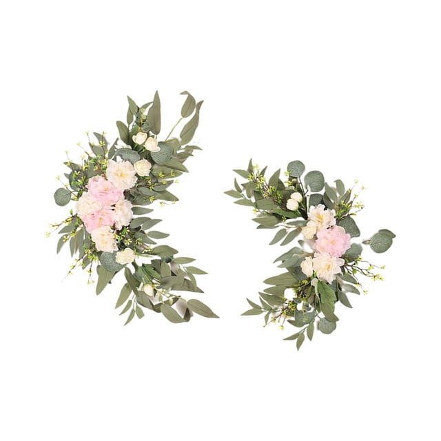 2 Piezas Flor Artificial Swag Colgante Hojas Decoración de Fondo Flores Flores para salón Adorno de , Peony Peonía Gloria Corona colgante de puerta delantera