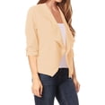 thumbnail image 2 of Women's Casual Office Wear Open Draped Front 3/4 Sleeves Basic Solid Blazer Jacket S-3XL, 2 of 3