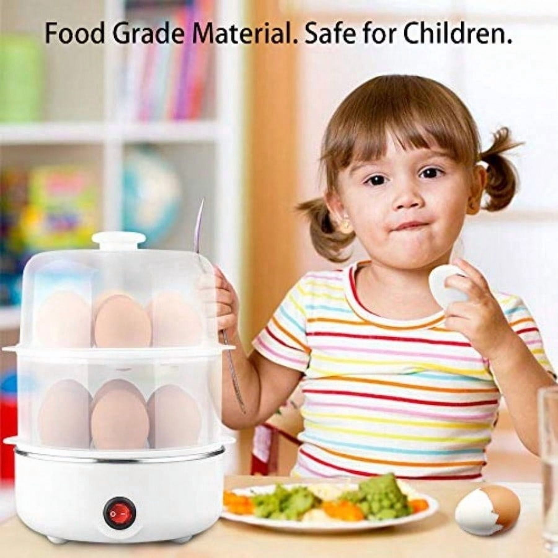 2-tier Egg Cooker Large 14 Eggs Capacity Electric Rapid Egg Maker Auto Off for Hard Boiled Eggs Poached Eggs Steamed Vegetables Seafood Dumplings