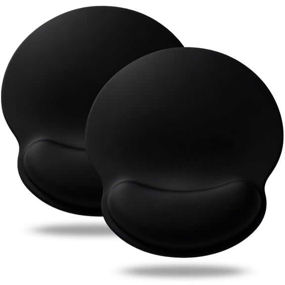 2 pack Ergonomic Mouse Pads with Wrist Rest, Memory Foam Cushion, Non-Slip Rubber Base for Home Office & Gaming, Black