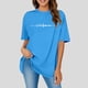 thumbnail image 2 of Camiseta informal de manga corta para mujer: estampado con letras, cuello redondo, corte holgado, camiseta versátil para el día a día y actividades al aire libre, tallas S/XXL., 2 of 4