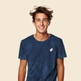thumbnail image 4 of Dalix Ghost Embroidered Mineral Wash Tie Dye Cotton Short Sleeve Tee T Shirt Mens in Navy Blue S Small, 4 of 5