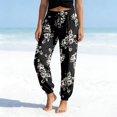 thumbnail image 4 of SONXAHE Women's Drawstring Floral Jogger Pants Light Cut Spring Daily Walking Trousers, 4 of 6