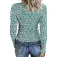 thumbnail image 4 of Long Sleeve Knit Tops for Women Floral Ribbed Tunic Shirts Casual Slim Fit Fall Pullover Tops, 4 of 5