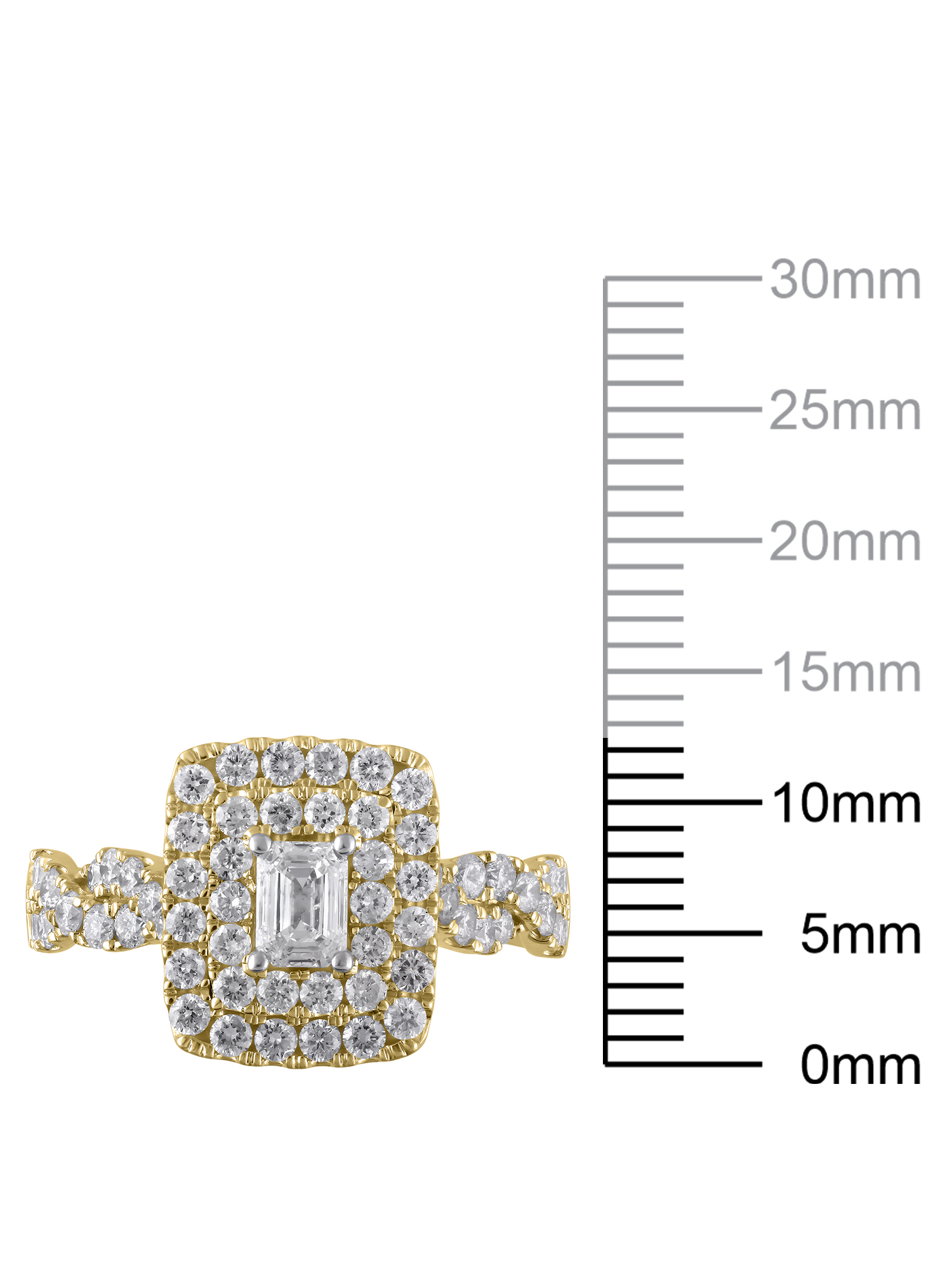 1-1/3 Carat T.W. (I2 clarity, H-I color) Brilliance Fine Jewelry Emerald cut Diamond Engagement Ring in 10kt Yellow Gold, Size 6