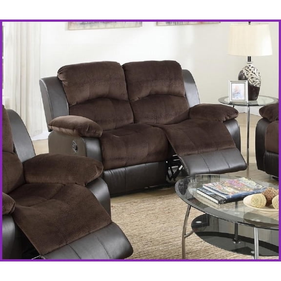 Modern Motion Loveseat – 61” Wide Padded Suede & Faux Leather Living Room Recliner Couch