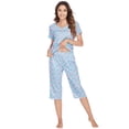 thumbnail image 2 of EFINNY Women's 2 Pcs Printed Loungewear Set Short Sleeve Five-Point Pants Home Pajamas Set With Pockets, 2 of 6