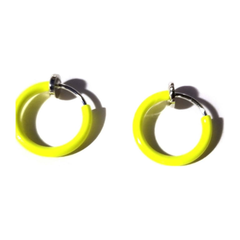 Small Clip-on Earrings Clip Hoop Earrings Neon Yellow Color