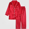 thumbnail image 2 of Crunowin Boys And Girls Outfit Sets Soft Silk-Look Long Sleeve Round Neck Top and Elastic Waist Long Pants Breathable Sleepwear Red Size 2T, 2 of 9