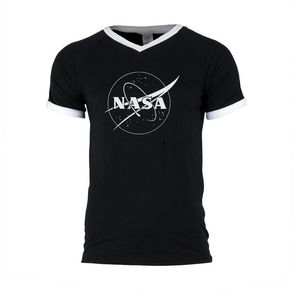 NASA Outline Logo Mens Soccer Jersey V-Neck T-Shirt