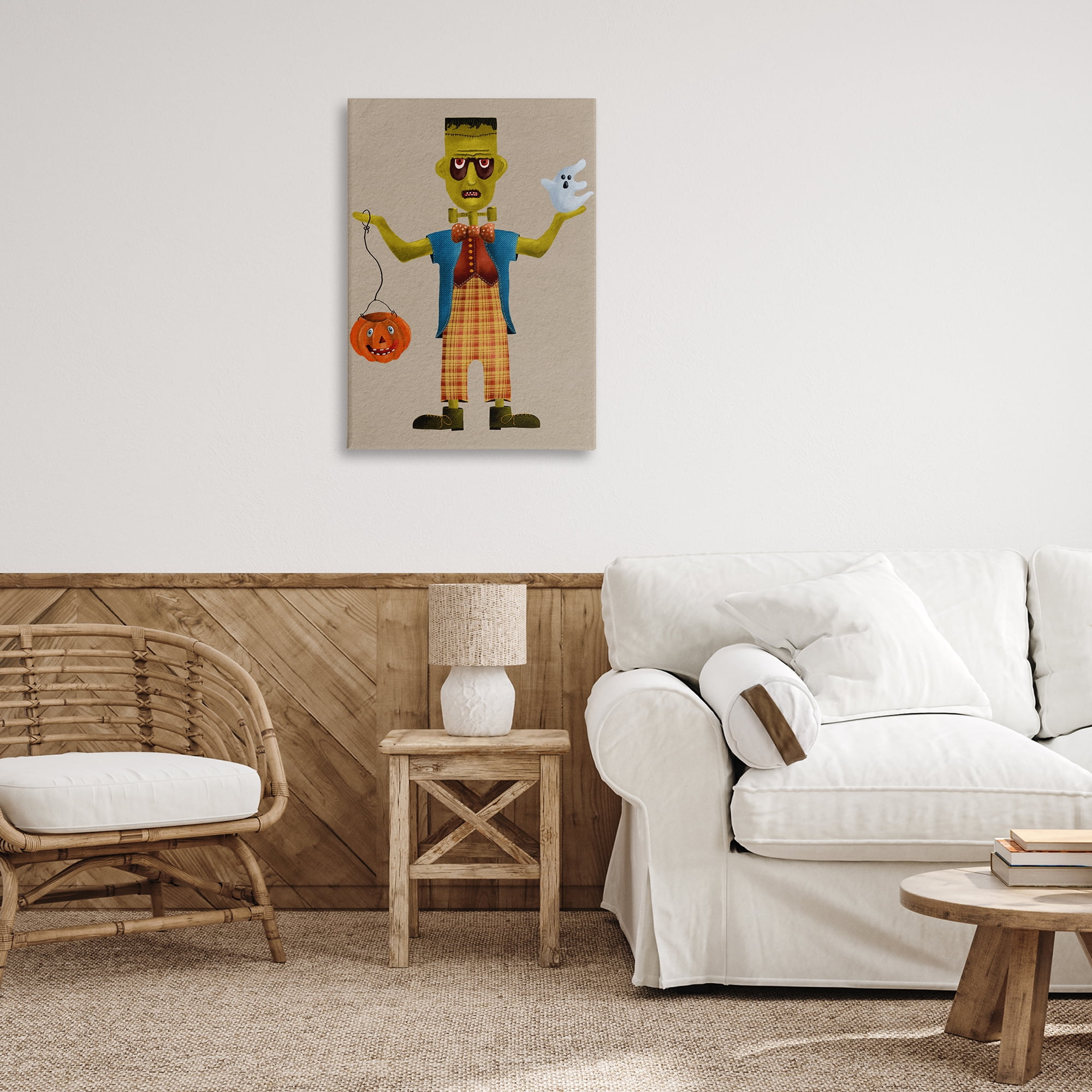 Stupell Industries Halloween Monster & Ghost Holiday Painting Gallery Wrapped Canvas Art Print Wall Art, 20 x 30