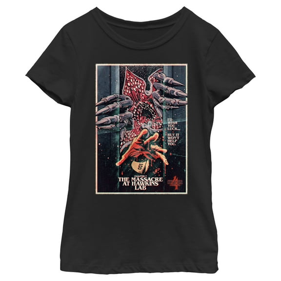 Netflix Girl's Stranger Things Retro Massacre At Hawkins Lab Graphic T-Shirt