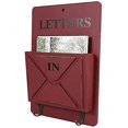 thumbnail image 3 of Boîte aux Lettres en Bois Porte-Lettres Trieur de Courrier Boîte de Rangement Crochets à Clés Support Debout (Rouge Foncé), 3 of 4
