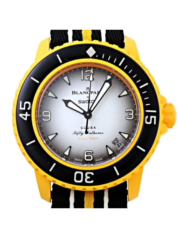 Pre-Owned Swatch x Blancpain Fifty Fathoms Pacific Ocean Men's Watch SO35P100