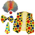thumbnail image 1 of 5 Pack Clown Costume Set Clown Wig Nose Vest For Cheer Cosplay Parties Carnivals Dress Up, 1 of 5