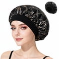 thumbnail image 4 of 5PCS Silk Bonnet for Women/Men, Reusable Satin Hair Bonnet for Sleeping, Elastic Wide Band Silk Cap for Long Hair, Braids and All Hair Types, Black, 4 of 5