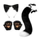 thumbnail image 1 of Conjunto de orejas y cola de gato y , gorro de peluche para carnaval, espectáculos, fiestas cumpleaños. Blanco y negro, 1 of 8
