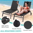 thumbnail image 4 of Yoleny Chaise Longue de Patio à Roulettes, Ensemble de 2 Chaises Longues d'Extérieur avec Dossier Réglable, Chaises Longues de Piscine en Textilène Imperméable pour Patio Ou Terrasse de Piscine, Noire, 4 of 7