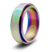 CritSuccess d4 Dice Ring with 4 sided Die Spinner (Size 14.5 - Stainless Steel - Rainbow)