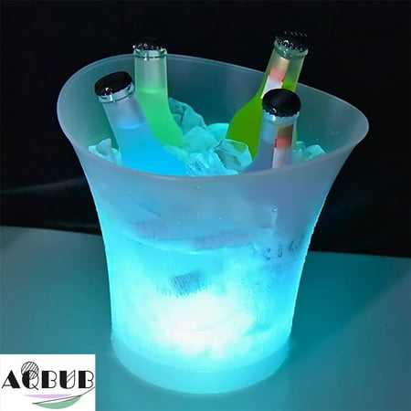 

LED ice bucket 5L large capacity plastic beer bucket 6 color conversion battery power supply wine cooler bucket for family bar frozen beer champagne and wine