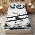 thumbnail image 2 of Erosebridal Retro Stamp Graffiti Zipper Twin Comforter Sets with Fitted Sheet and 2 Pillowcases for Boys Men, Black Biplane Silhouette Print Zipper Bedding Set, Reversible, 4-Piece, 2 of 7