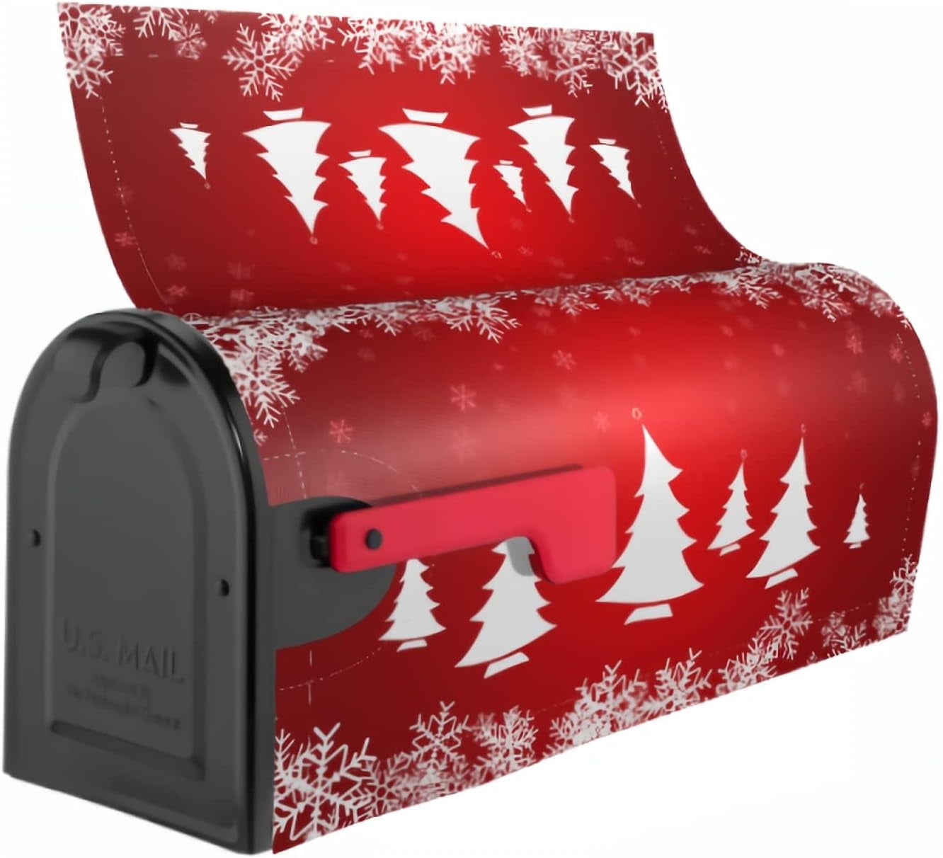 Christmas Tree Mailbox Cover 25.5 x 21 Inchs Standard Size Red Christmas Magnetic Mailbox Covers Winter Snowflake Holiday Large Post Letter Box Covers Garden Yard Home Decor for Outside