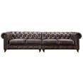 thumbnail image 3 of Pemberly Row Top Grain Leather Chesterfield 118" Leather Sofa in Brown Finish, 3 of 6