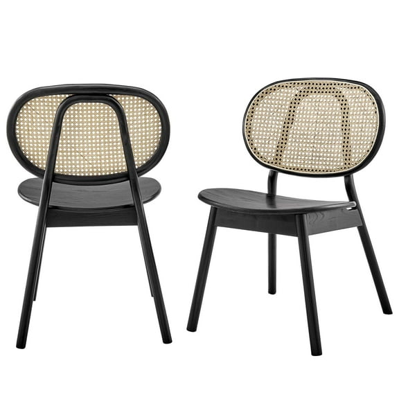 Side Dining Chair, Set of 2, Black, Wood, Modern Contemporary Farmhouse Coastal, Kitchen Room Cafe Bistro Restaurant Hospitality