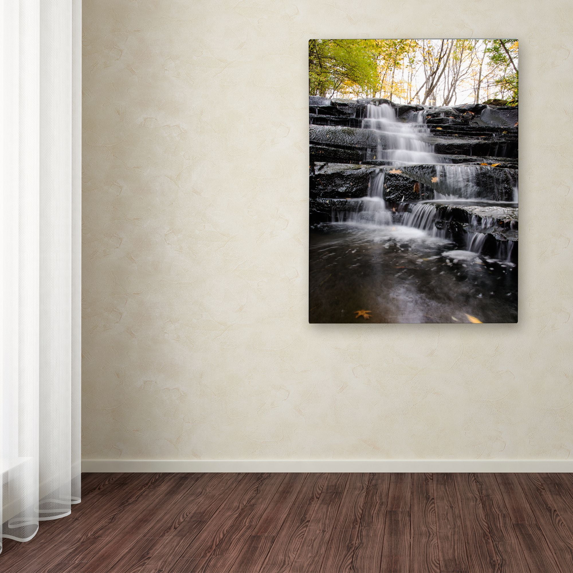Trademark Fine Art "Waterfall at Lake View" Canvas Art by Kurt Shaffer
