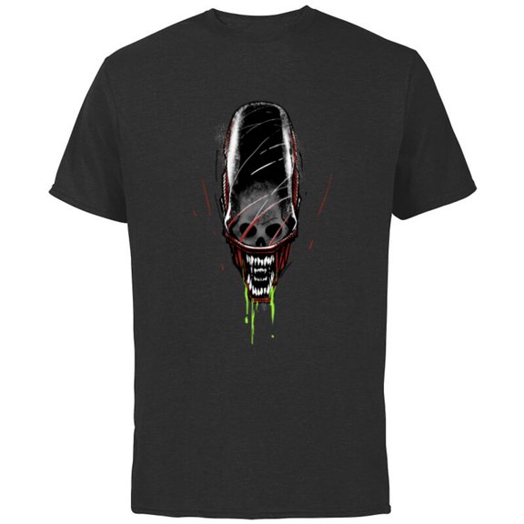 Alien: Romulus Xenomorph Head Skull and Double Jaws Art - Short Sleeve Cotton T-Shirt for Adults - Customized-Black