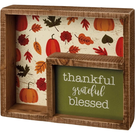 Home Decor Grateful Box Sign Wood Thankful Fall Thanks Giving 109874