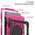 thumbnail image 2 of ELEHOLD Rugged Hybrid Case for Samsung Galaxy Tab S9 Plus 12.4" 2023 Three-Layer Protection with Built-in Screen Protector 360° Rotating Kickstand Handstrap Shoulder Strap Shockproof Case,Black + Rose, 2 of 10