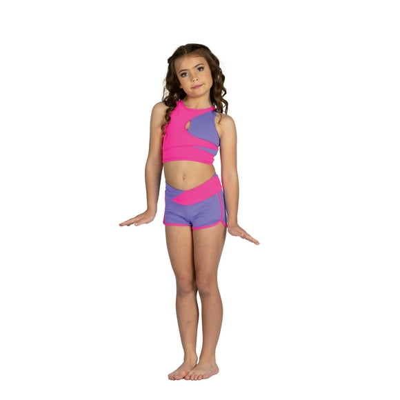 Dance Conventionwear Lulu Top by Danz N Motion 25300C Bright Lavender Neon Pink 8-10