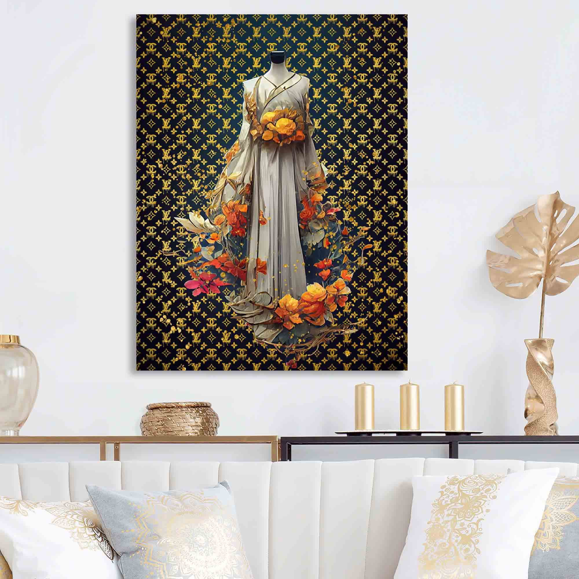 Designart Luxurious Floral Dress Design Canvas Wall Art