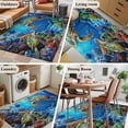 thumbnail image 5 of 3'x5' Area Rugs, Blue Sea Turtle Ocean Indoor Outdoor Area Rug for Living Room Bedroom, Colorful Coral Sea Underwater Washable Bathroom Rugs Kitchen Floor Carpet Mats Home Decor Aesthetic, 5 of 8