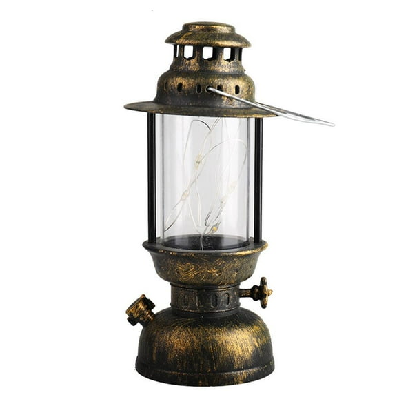 Vintage Hurricane Lantern Battery Hanging Candle Light Antique Xmas LED Oil Lamp