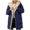 Navy, variant on Women's Reversible Long Coat Solid Color Zip-Up Winter Outerwear with Pockets | Casual Fall Fashion Overcoat for Outdoor Travel and Weekend Strolls